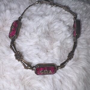 Vintage Symmetallic sterling silver 14k Ruby  bracelet